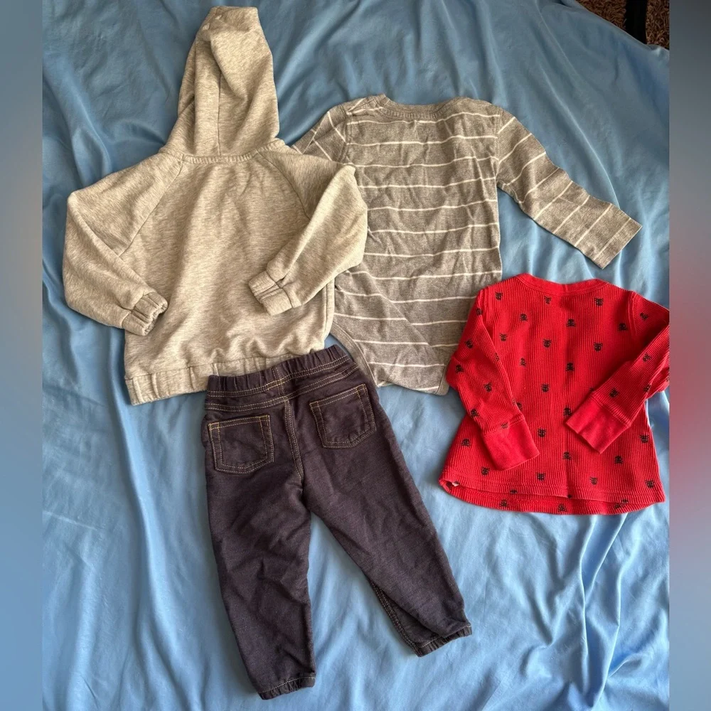 ✨Baby Boy Bundle✨ Zip-Up Sweater, Onesie, Waffle Shirt, Pants